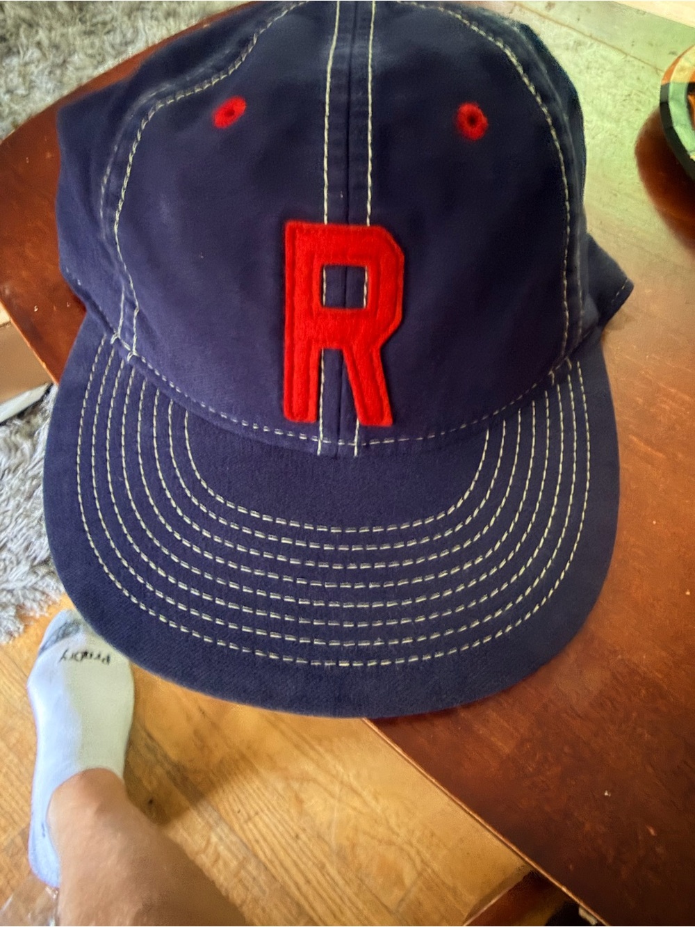 Ralph Lauren Navy Cotton Baseball Cap with Red Eyelets